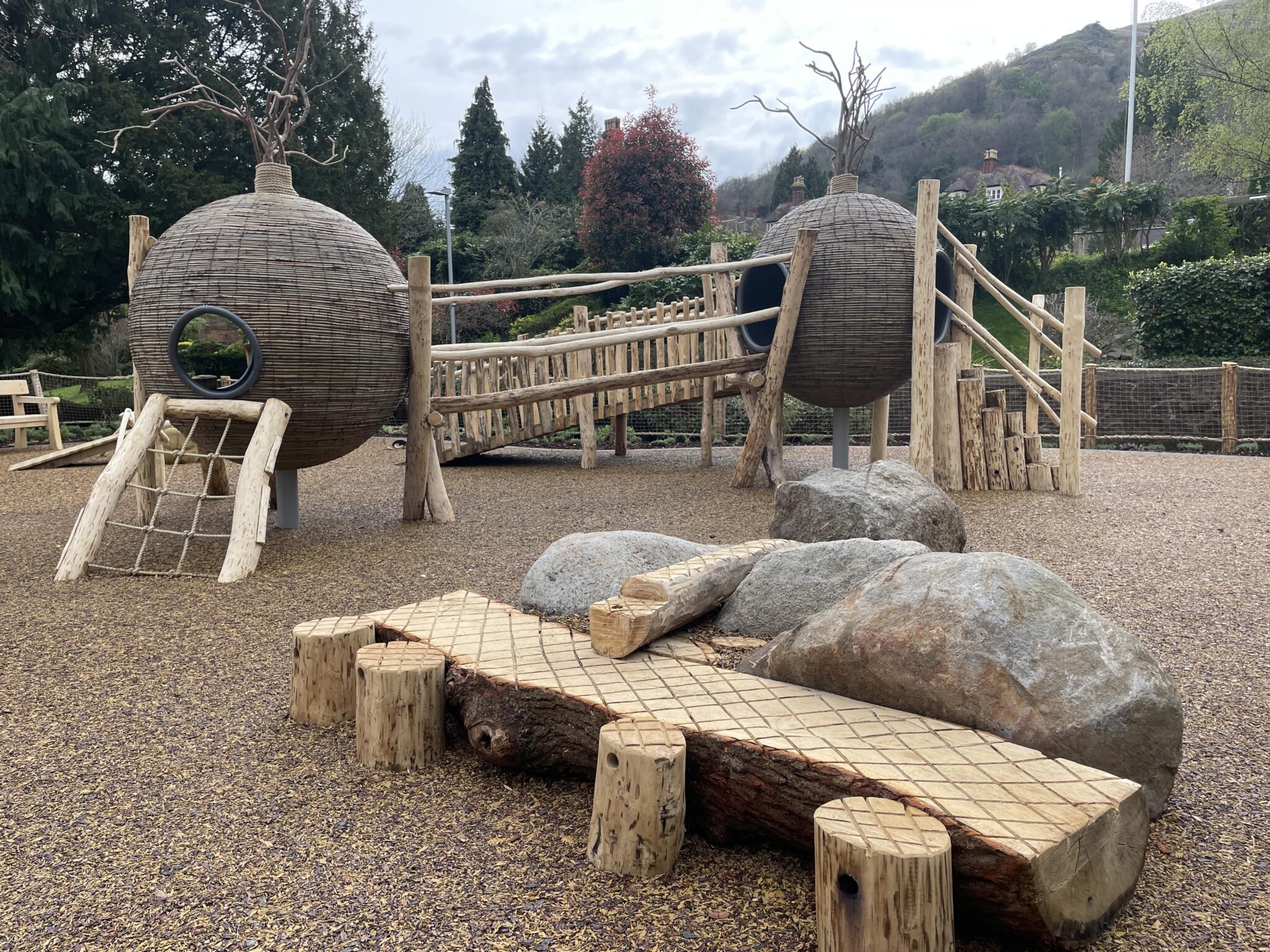 Priory Park Play Area wooden play pods