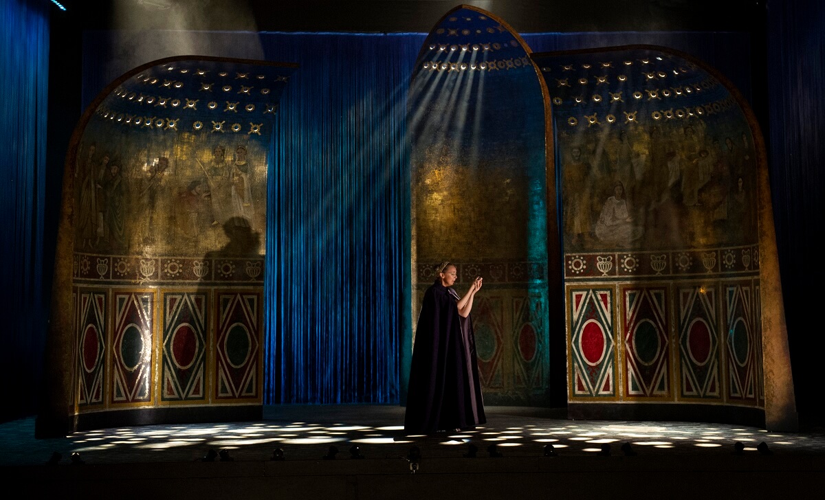 Opera production with dramatic lighting