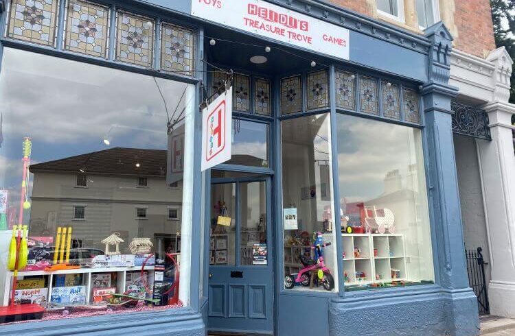 Blue grey toy shop front