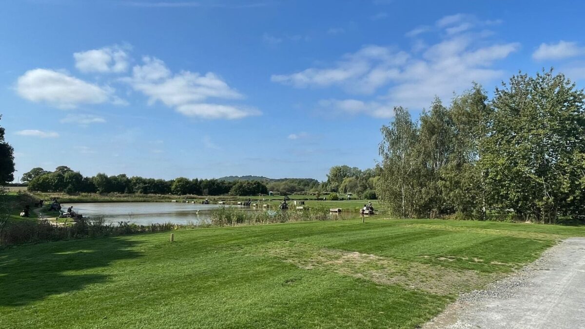 A pitch at The Cob House overlooking the lake