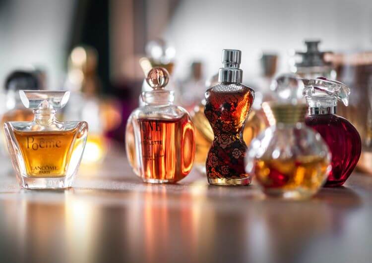 A selection of perfume on a dressing table