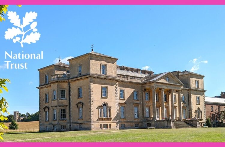 Palladian mansion Croome Court with blue sky above