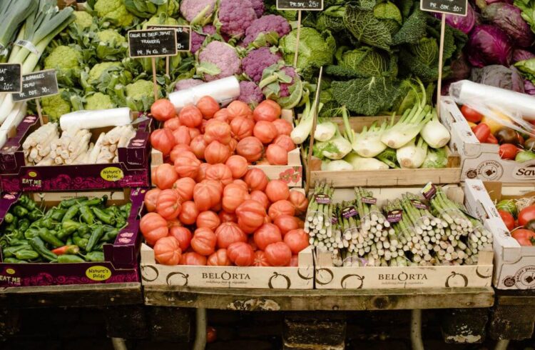 a fruit and vegetable stall