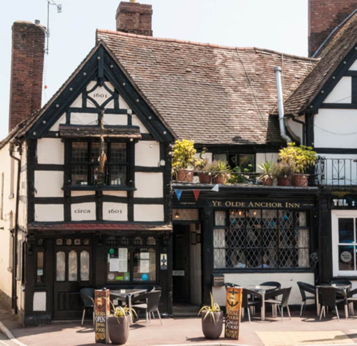 An old black and white timber frame pub