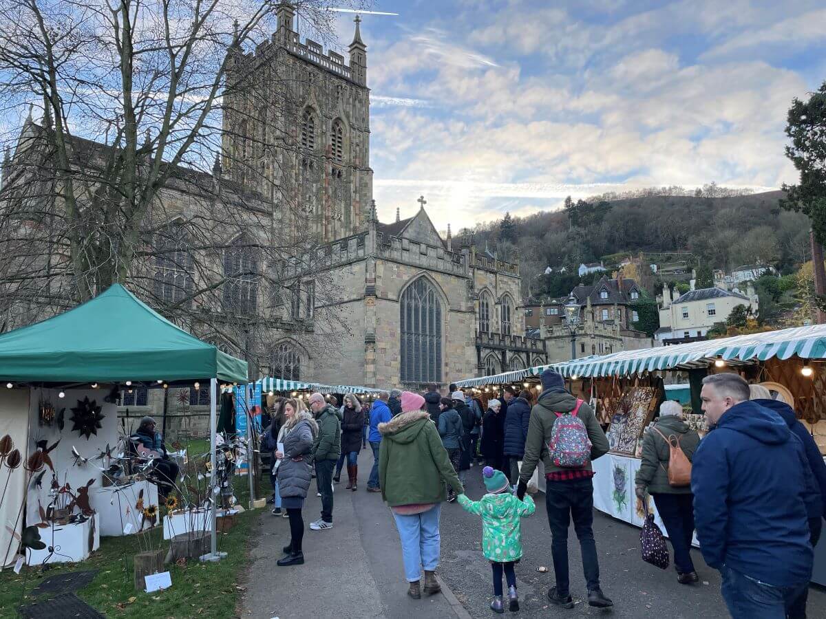 Christmas market in the grounds of a cathedral