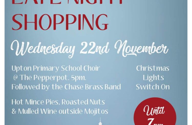 Light blue Upton Christmas event poster