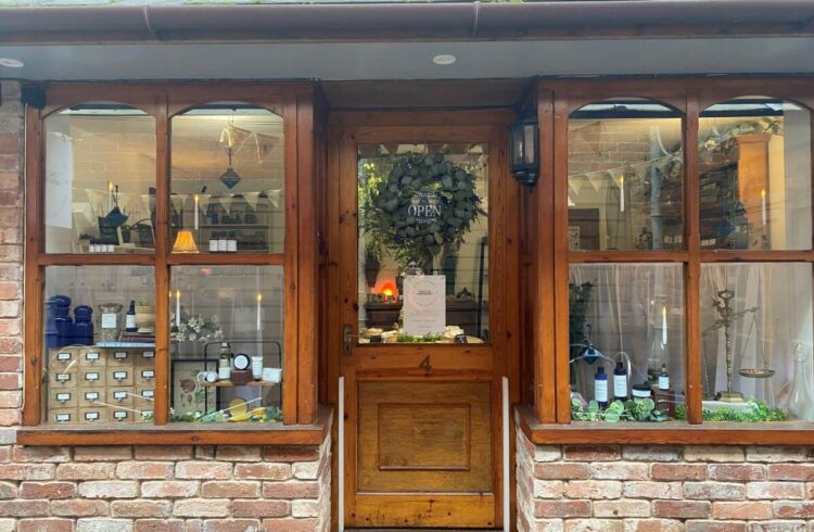 A shop front made of brick and wood