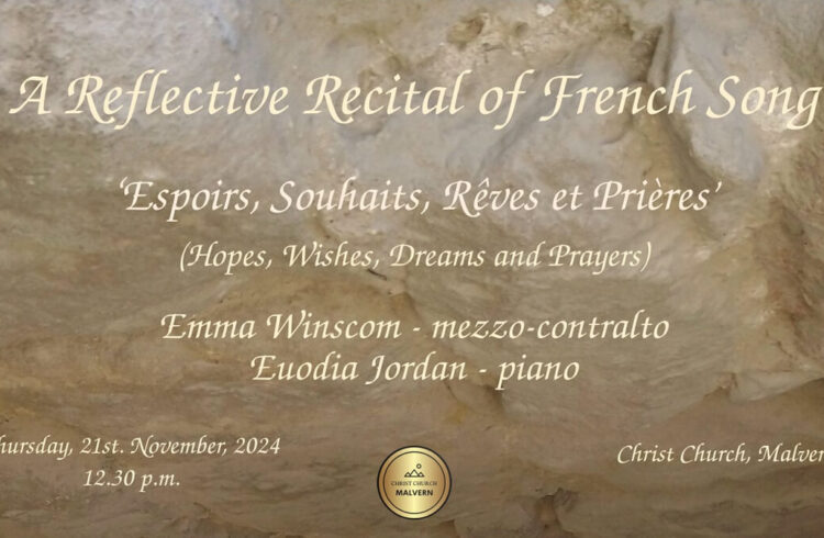 A textured background with cream-coloured text giving details of recital (see event description)