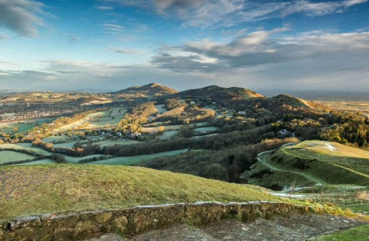 View of the Malvern Hills on a Frost Day