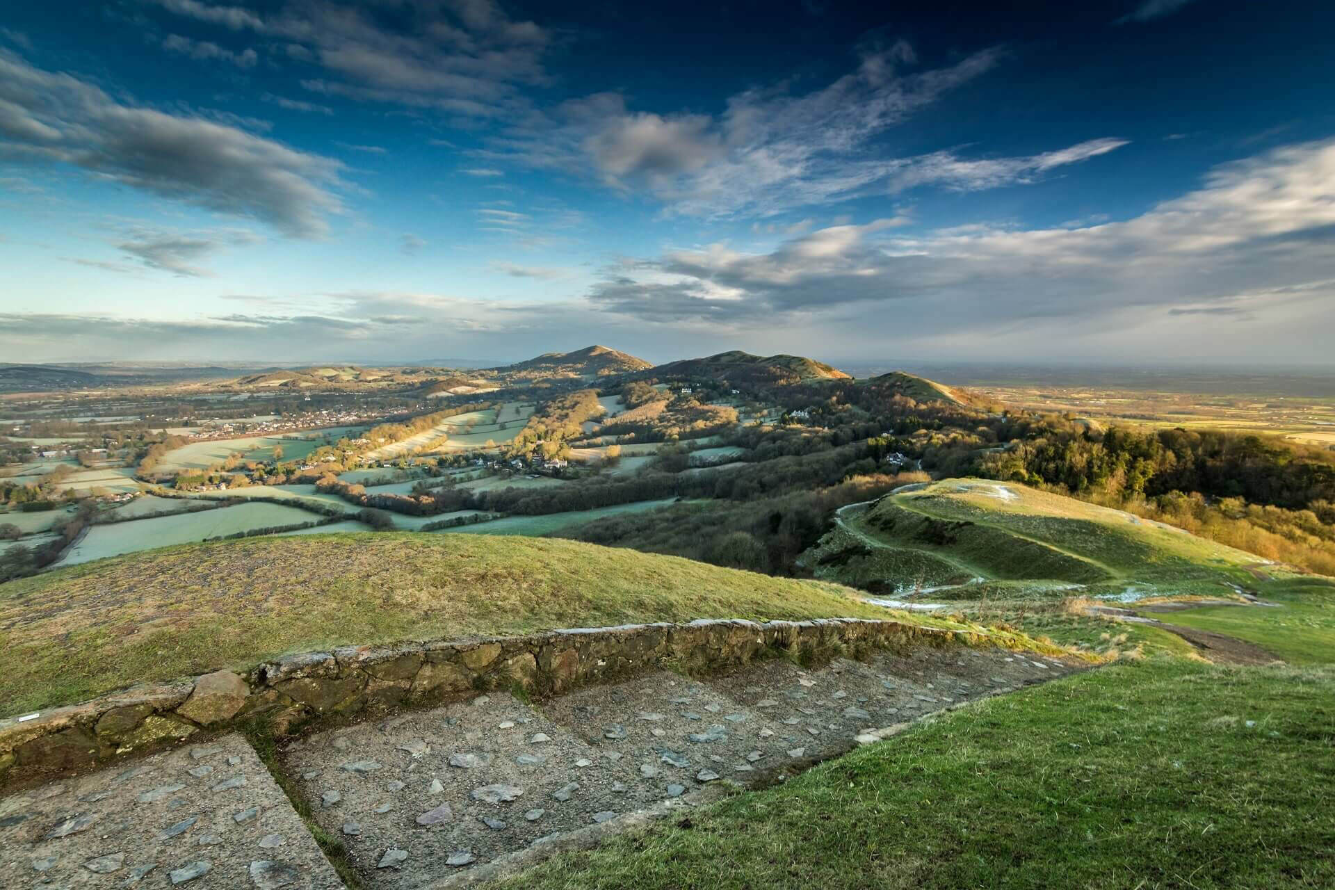 View of the Malvern Hills on a Frost Day